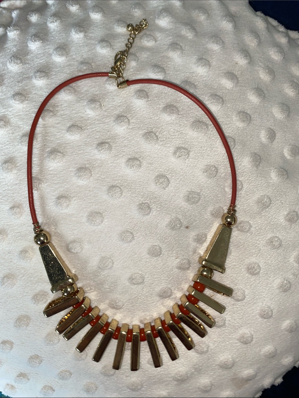 Vintage Gold and Red Statement Bib Necklace - Women Jewelry